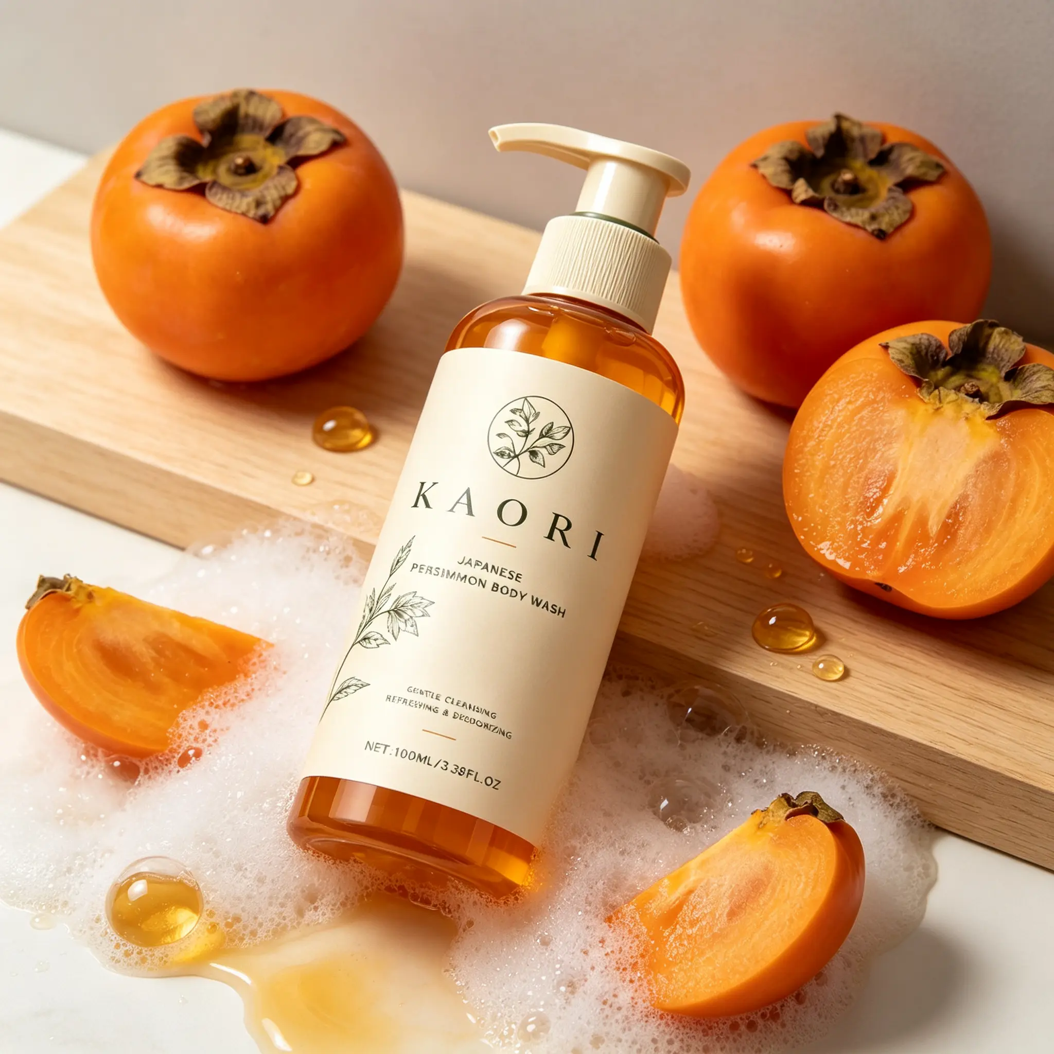 Persimmon Body Wash for Odor Control – KAORI Japanese Deodorizing Cleanser – Gentle Daily Shower for All Skin – 100ml