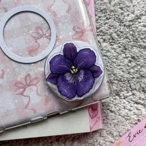 Speckled Purple Orchid MagSafe Phone Grip, Horror Aesthetic Magnetic Phone Holder, Kawaii Scary Fan Gift , Kindle Accessories sticky Baby mount Library Card Flower-Shaped Multi-Functional Stand Universal Car Double-Sided Octo Adjustable Portable Monitor