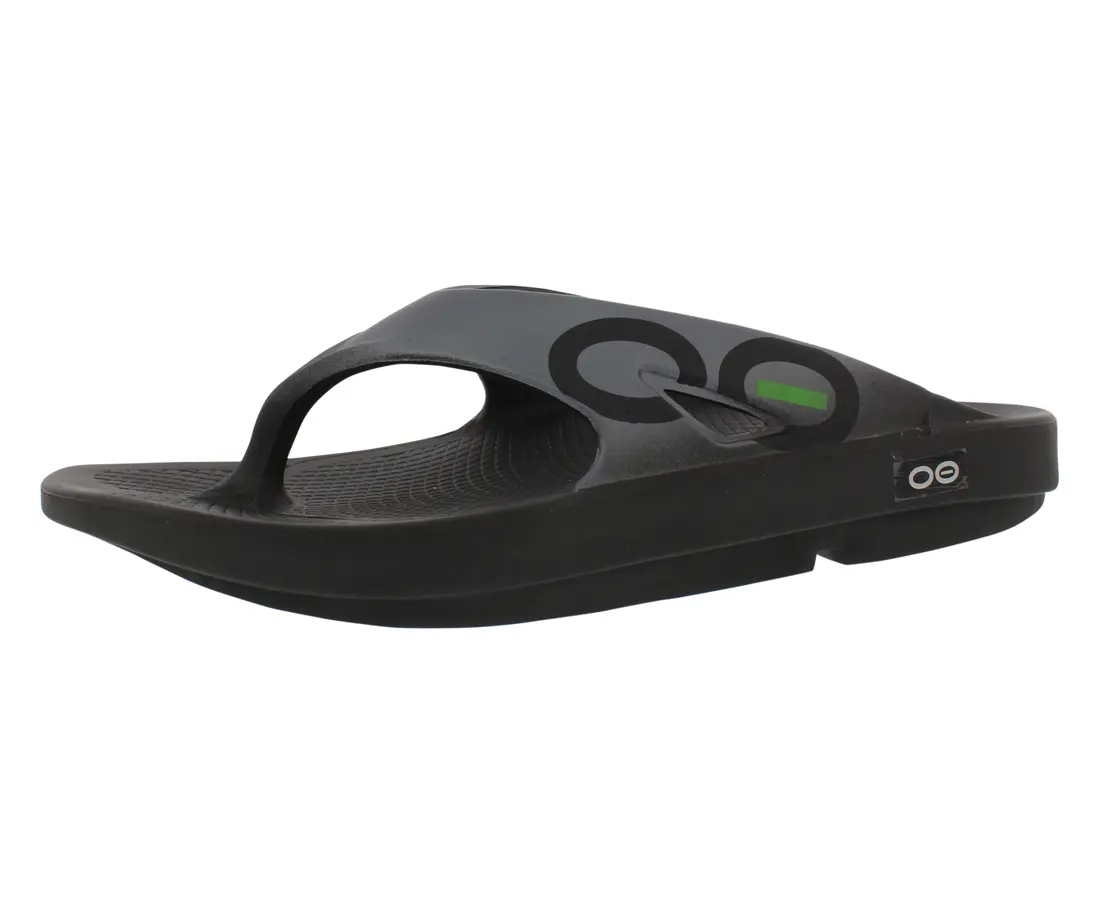 OOFOS OOriginal Sport Thong Unisex Slip-On Athletic Sandals, Black/Graphite, Minimalist Design for Casual Wear