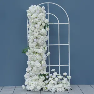 A8147 White Rose Hydrangea Floral Arrangement Sofa Table Runner Floor Flower