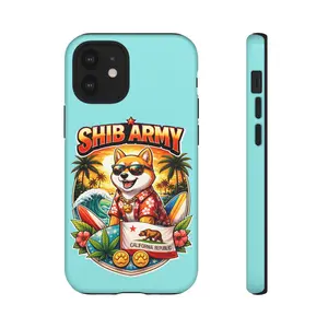 Shib Army Phone Case — Tropical Shiba Inu Surf California Design Phone Cover