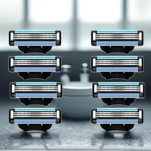 Men's Three-Layer Manual Razor Blades, 8-32 Blades, Easy Operation and Cleaning, Suitable for Men's Beard and Mustache Care