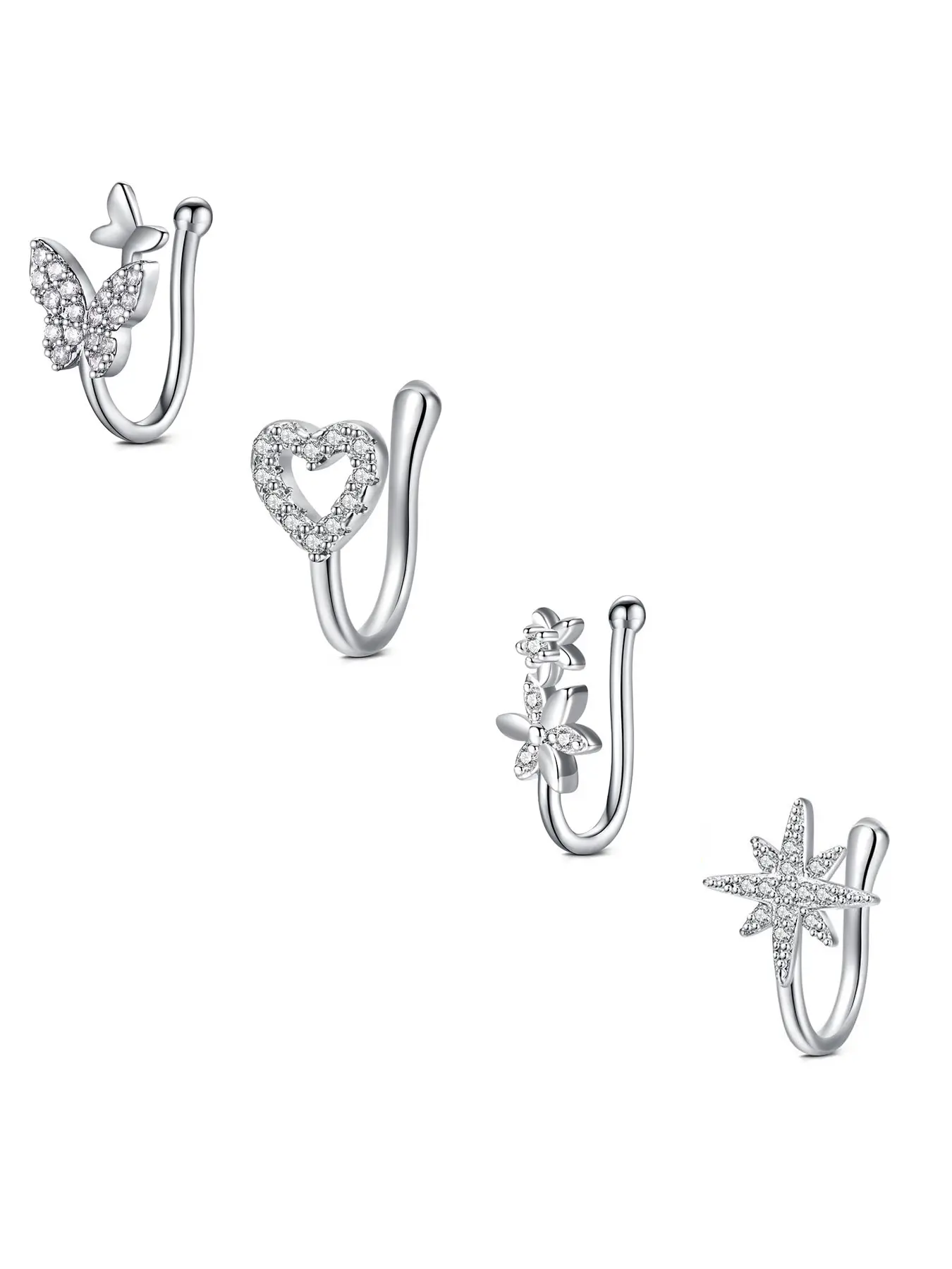 Fake Nose Ring CZ Rhinestone Nose Ring African Nose Cuffs Gold Fake Nose Piercing Faux Septum Nose Rings Clip on Nose Jewelry for Women Non piercing Jewelry Body Jewelry Body Jewellery