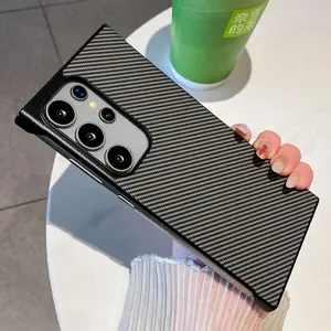 Frameless Carbon Fiber Pattern Phone Case For Samsung Galaxy S25 Ultra S25 Plus S24 Ultra S24 Plus Thin Shockproof Bumper Cover