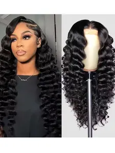 5x5 Deep Wave Wet Look Lace Front Wig, HD Invisible Curl Lace Front Wig, Pre-Trimmed Hairline, Natural Baby Hair, Comfortable Wear, Curly Wigs Human Hair