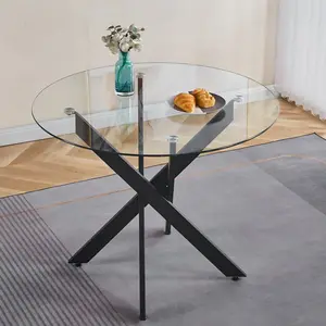 Space-Saving Glass Dining Table - Sturdy Metal Frame, Trendy for Small Space Home