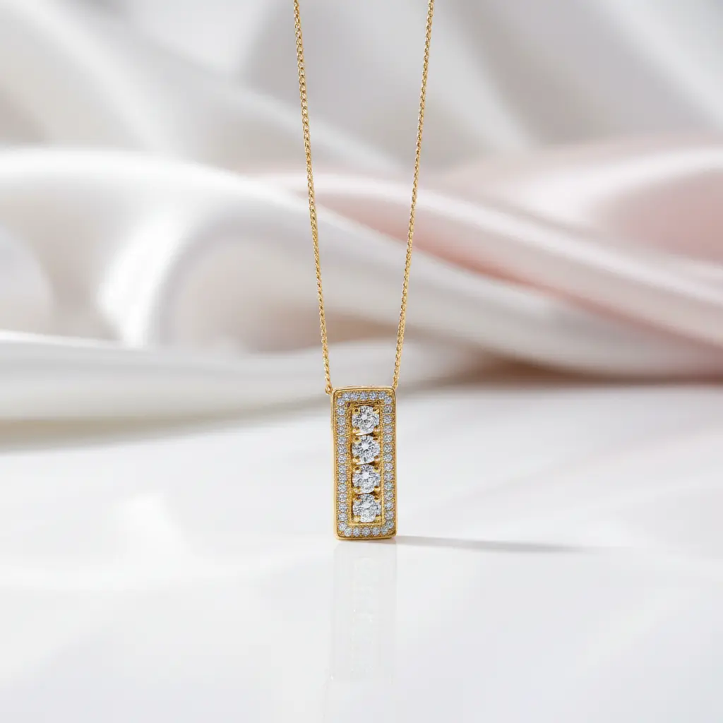 3mm Round Cut Diamond Option Necklace