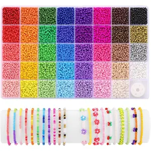 9600+ Pcs 3mm Glass Seed Beads Kit,Color Waist Beads,39Colors Small Pony Beads for Bracelet Necklace Earring Jewelry Making,Hand Tools Kits,Springtok