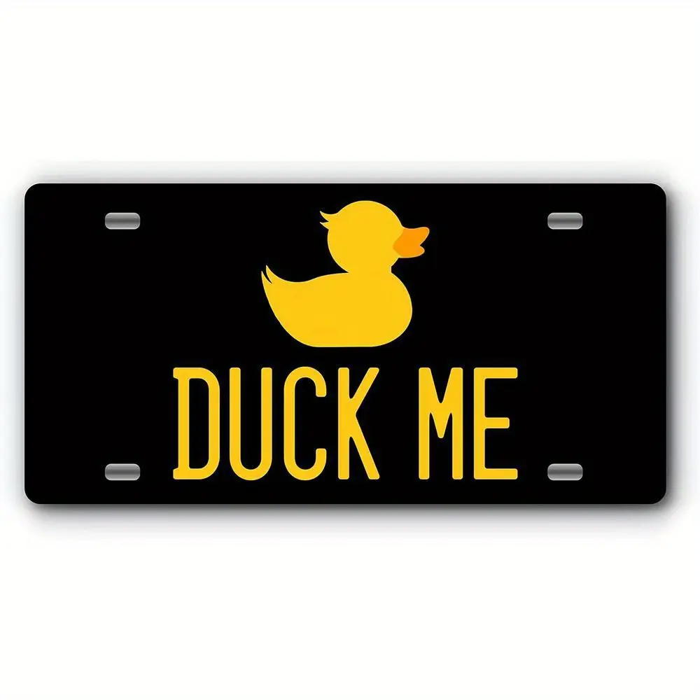 Duck Duck Front License Plate - Vanity Plate for Ducking Enthusiasts Compatible with for JEEP Vehicles- Duck Me Tag - Hand Made in The USA Black - Duck Me