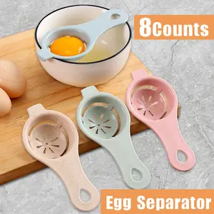 8 Counts Egg Yolk White Separator, with hook design for easy hanging storage, light weight and washable,  Random Colors