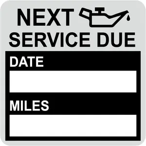 2x2 inch 102 count Next Service Due Static Cling Black Labels Easy Remove Oil Change Stickers - Static Cling Windshield Labels (Black Oil)