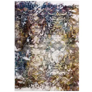 Success Jayla Transitional Distressed Vintage Floral Moroccan Trellis 8x10 Area Rug in Multicolored