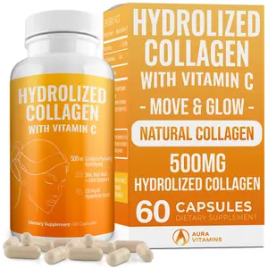 AURA VITAMINS Hydrolyzed Collagen Powder Supplement | Promotes Hair, Nail, Skin, Bone, Joint Health, Gut Health | Hydrolyzed Grass Fed Collagen Peptides |Collagen for Women | 200gr (Capsules)