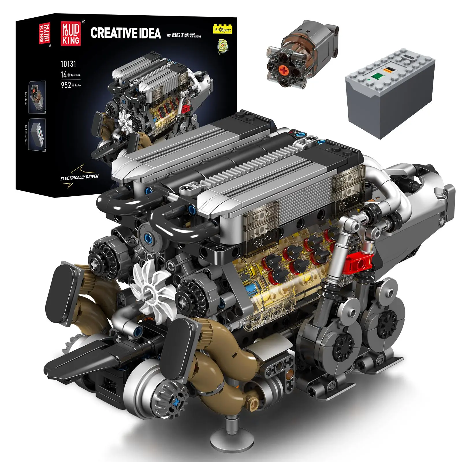 Mould King 10131 W16 Engine Motor Double V8 Car Cylinder Building Block Model Kid Adult Toy 952 Pcs summerwins