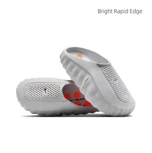 White Perforated Foam Recovery Slides with Textured Sole  Unisex Breathable Post-Workout Clogs for Home & Gym