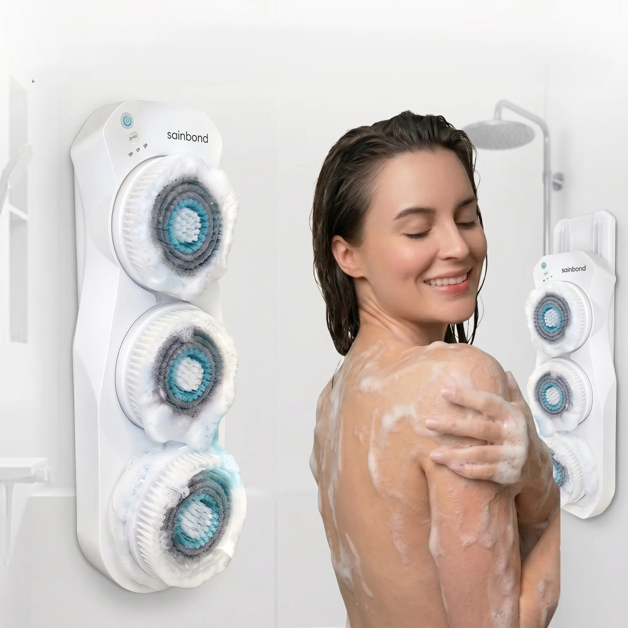 Hands-Free Shower Back Scrubber Tool - Wall-Mounted Silicone Brush Device for Hard-to-Reach Back Area, Deep Cleanse Bath Accessories for Adults