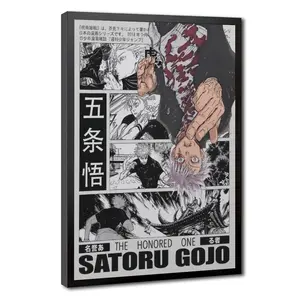 Japanese Dark Manga Panel Character , Black White Grunge Anime Portrait Wall Art, Decor for Living Room, Bedroom, Game Room, Dorm, Office, Man Cave