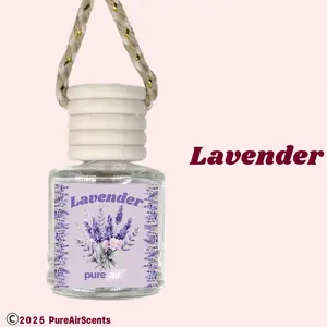 Lavender Pure Air Scented Air Freshener Oil Diffuser - Hangable Glass Woody Design - Lasts 60+ Days - Fragrance Oil Diffuser