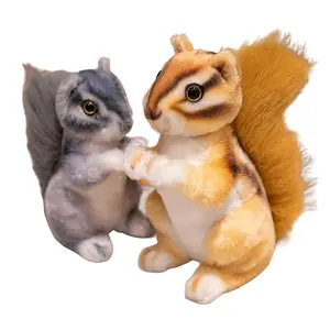 19cm-27cm Realistic Sitting Striped Squirrel Plush Toy, Huggable Stuffed Animal, Soft PP Cotton Filled, Fluffy Large Tail Animal, Perfect Day Gift