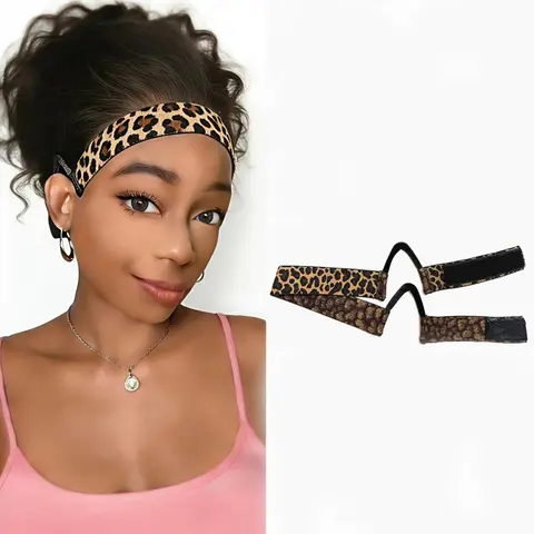 Leopard Print Dual-Sided C-Shape Hair Clip, Adjustable Size Hair Band for Lace Front Melting, Edge Placement Tool