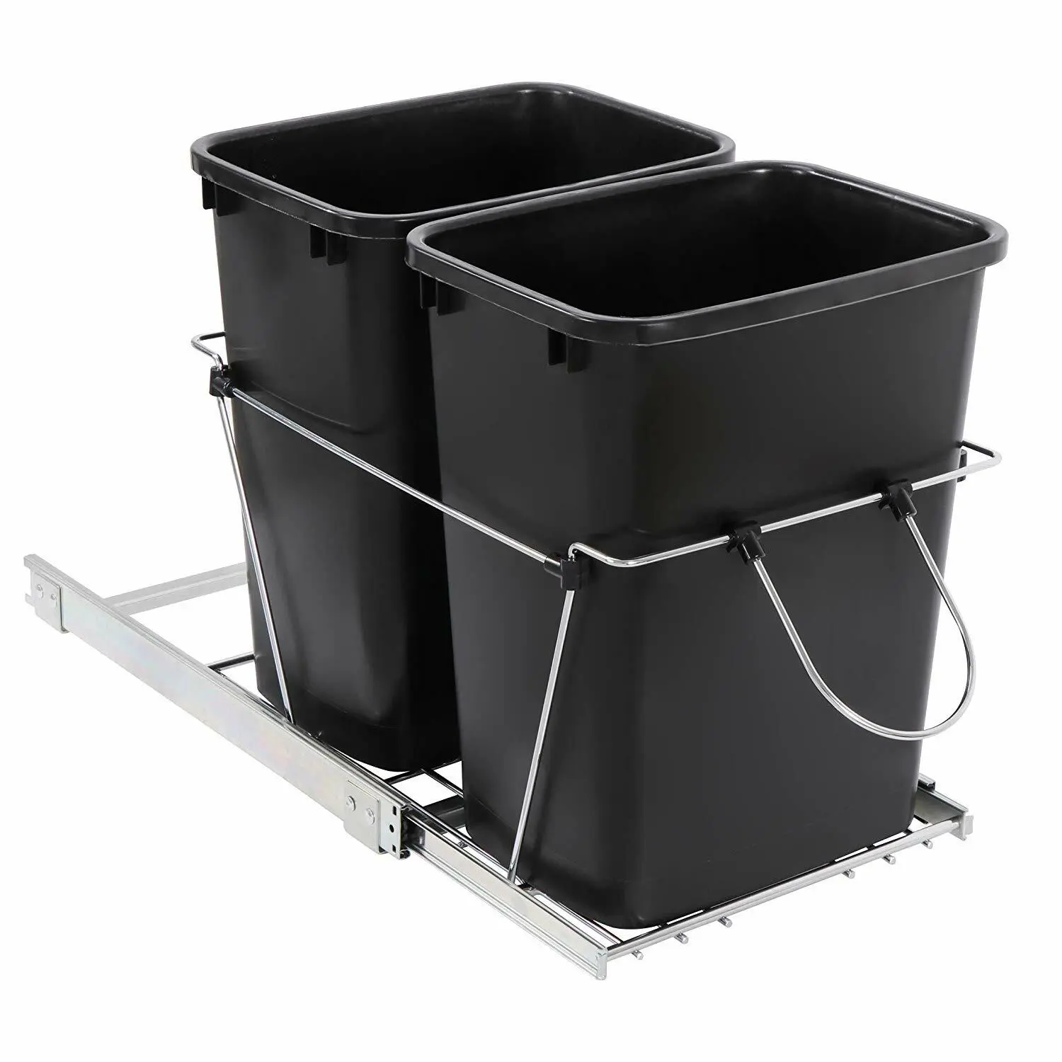Zenstyle Pull Out Trash Kitchen Under Cabinet Waste Container Double Garbage Can 35 Quart