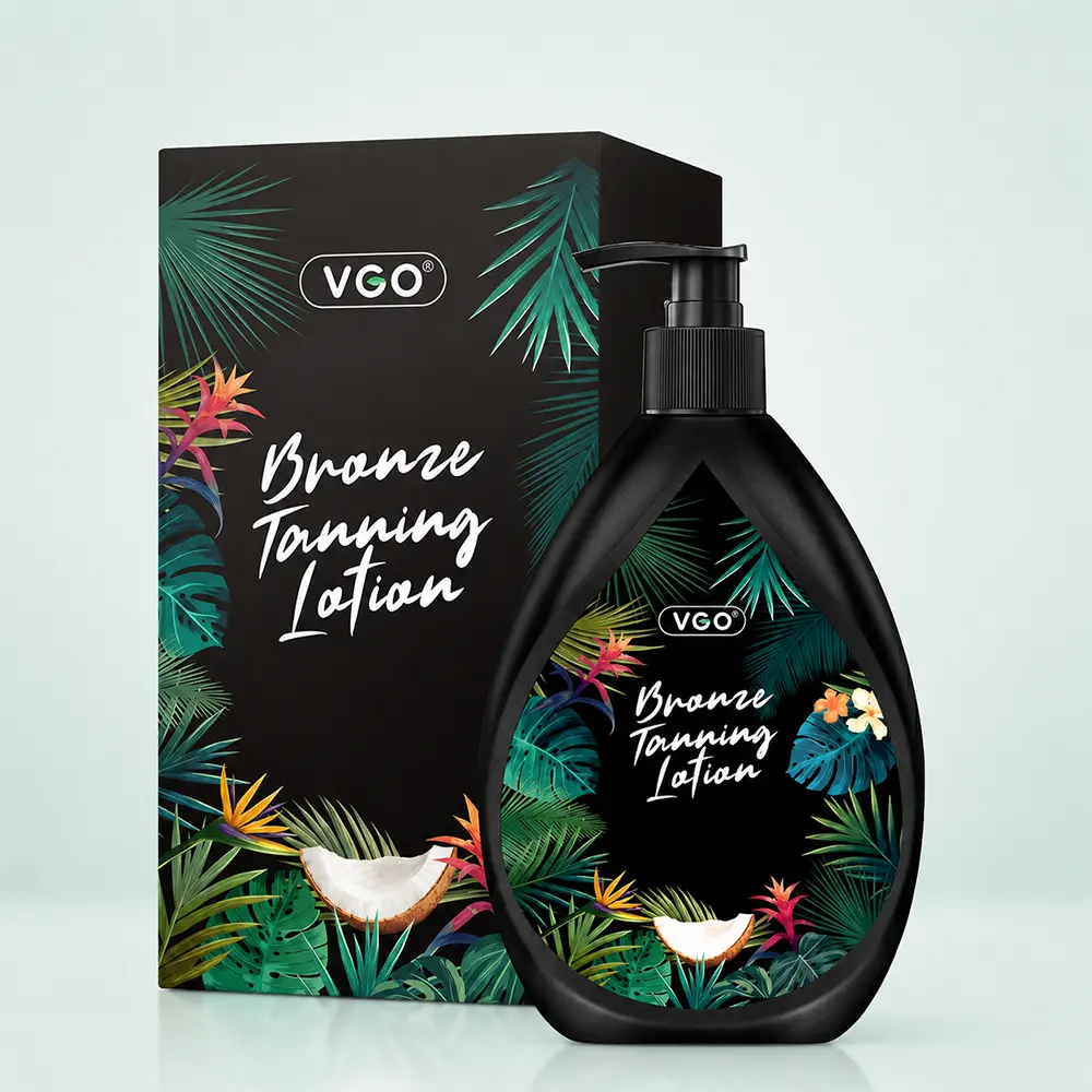 VGO Bronze Tanning Lotion - Original Formula for Tanning and Skin Care Natural Coconut Oil Sunscreen Self Tanner Repair Sensitive Cosmetic -A