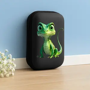 Q Edition Lizard Pattern Earbud Storage Case, Office & Travel Essential Eva Hard Shell Box, Diverse Design + Mesh Pocket