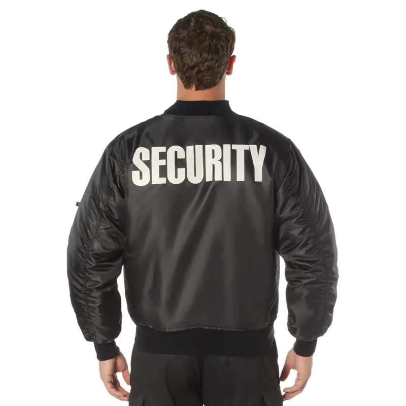ROTHCO Men's MA-1 Flight Jacket, Reversible Nylon Bomber Coat with Security Print & Orange Alternative Lining for Work Utility, Fabric, Menswear, Longsleeves, Workwear, Pockets, All Seasons, Original, Ribbed, Shell, Knit, Casual