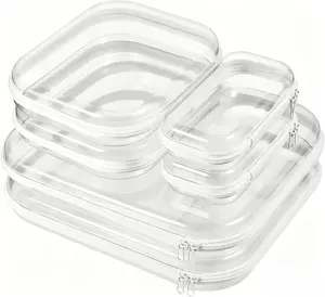 3/6 Pack Clear Hard Shell Zipper Case, 1.2mm Heavy Duty Crush-Proof Diaper Bag Organizer Pouches, TSA Approved Travel Makeup Bag for Toiletries & Electronics, (2L, 2M, 2S) Multi-Size Storage Set