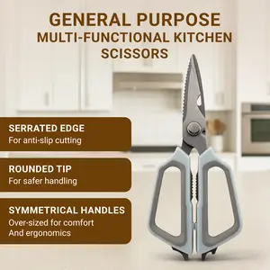 General Purpose Multifunctional All-in-One Kitchen and Home Scissors with Durable Blades and Comfort Grip