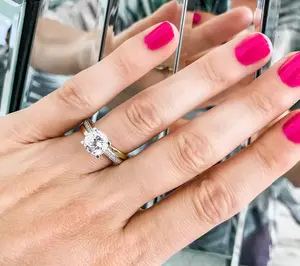 Diamonique 89 Facet Dahlia Cut 2 cttw Bridal Ring, Sterling