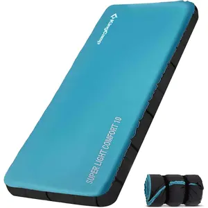 KingCamp Foam Camping Pad, 4" Thick Inflatable Single Sleeping Pad with Pump Sack, Silent Elastic Fabric Sleep Mat for Backpacking, Tent & Car Camping