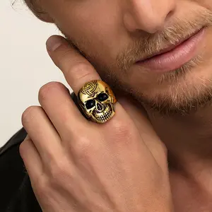 FaithHeart Triquetra Knot Skull Band Rings Punk Style Stainless Steel