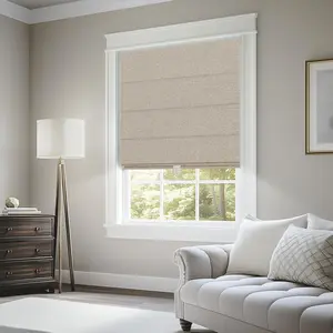 Blackout Roman Shades for Windows Cordless,Pull Down Linen Fabric Roman Blinds,Privacy Window Shades for Door Windows,Bedroom,Office,Easy to Install,Light Brown,Custom Size full blackout