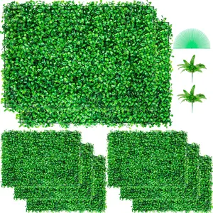 【Father's Day gift】VEVOR Artificial Boxwood Panel 8pcs Boxwood Hedge Wall Panels Artificial Grass Backdrop Wall 24X16 4cm Green Grass Wall, Fake Hedge for Decor Privacy Fence Indoor Outdoor Garden Backyard