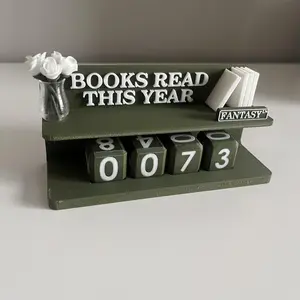 Fantasy Books Read Counter - Book Tracker - Unique Home Decor - Perfect Gift for Book Lovers for Bookshelf Desk Book Nook or Nightstand