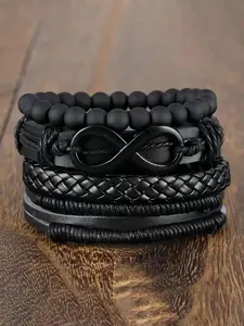 Men's Vintage Leather Bracelets, Casual Trendy Braided Bracelets, Fashionable Jewelry for Daily & Party Decoration, Bracelet Stack