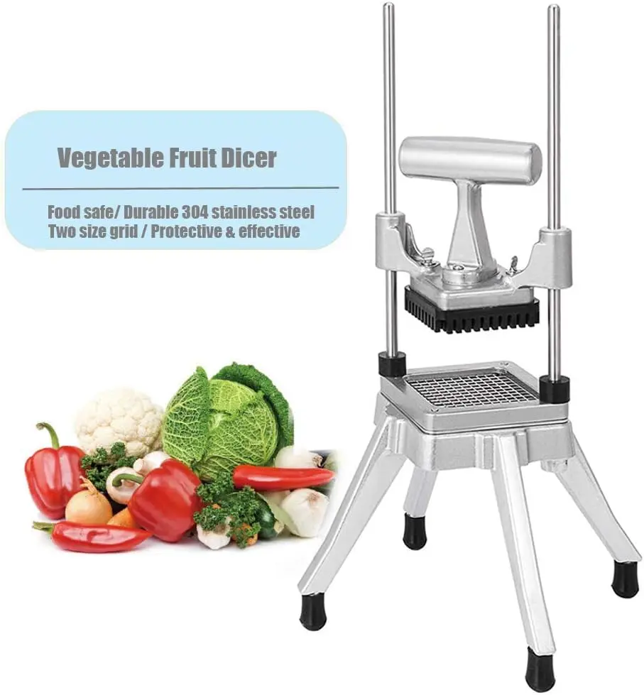 3/8" Blade Stainless Steel & Aluminium Commercial Food Dicer - Cutting Machine for Vegetables, Fruits, Onions, Kiwis, Tomatoes, Peppers, Mushrooms - Restaurant & Kitchen Quick Slicer Chopper