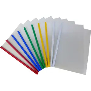 Slide-Grip Report/Presentation/Thesis/Document/Paper/Resume Covers, Real Estate Brochure File Organizer with Sliding Bar, Letter Size, Clear Front & Back (10 pcs 5 Colors)