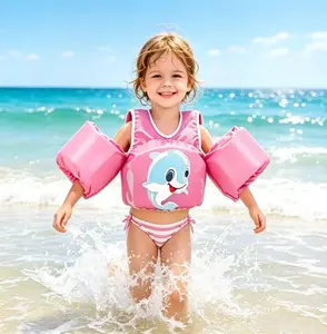 Kids Cartoon Swim Vest with Arm Floaties - Safe & Fun Swim Training Aid