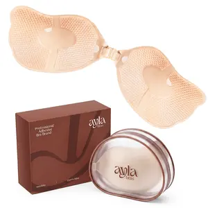 Ayla bras,Barely Air, Reusable Adhesive Bra for Women, Breathable Lightweight Fabric Nipple Covers, Glue-Free Center, Medical-Grade Adhesive, Invisible Strapless Sticky Bra
