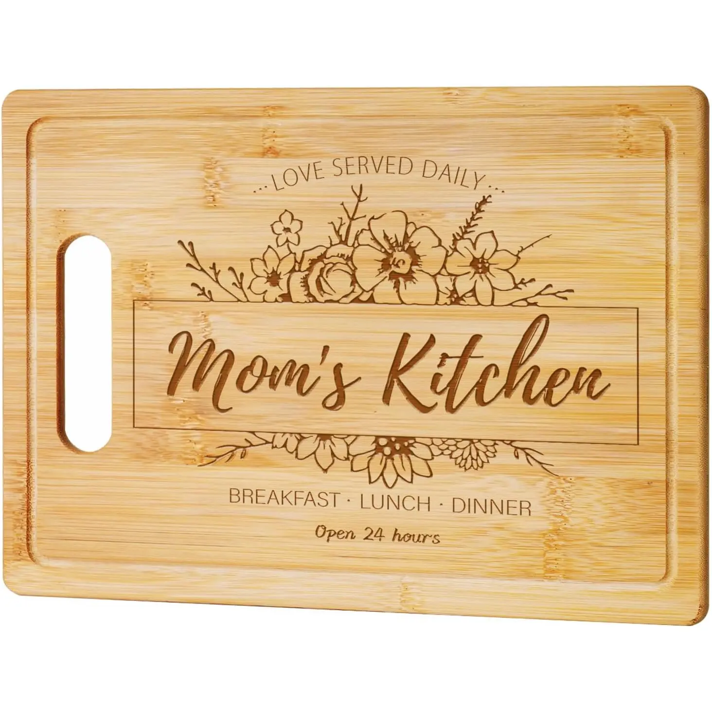 Gifts for Mom from Daughter Son, Mother's Day Birthday Gift for Moms, Cutting Board for Stepmother, Mommy, Mother, Best Mom Gifts, Engraved Bamboo Cutting Board 12.9"L x 9"W
