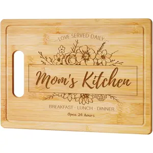 Gifts for Mom from Daughter Son, Mother's Day Birthday Gift for Moms, Cutting Board for Stepmother, Mommy, Mother, Best Mom Gifts, Engraved Bamboo Cutting Board 12.9"L x 9"W