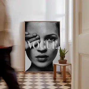 Vogue Wall Art Poster, Kate Moss Poster, Trendy Wall Art, Kate Moss, Vogue Poster, Black and White Wall Art, Museum Quality Poster Print
