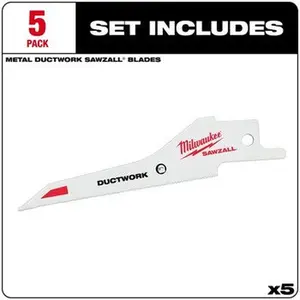 Milwaukee 48-00-1630 5PC SAWZALL Ductwork Blade