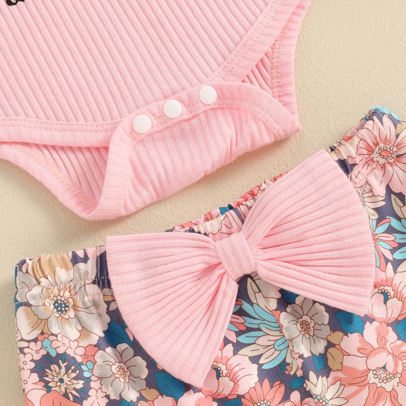 Baby Girl Clothes Newborn Outfit Infant Romper Floral Pants Set Headband Cute Newborn Going Home Outfit 3PCS #springtok