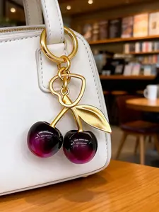 Gradient Cherry Keychain, Trendy Cute Keychain, Cute Personalized Women's Purse Accessory, Unique Gift for Birthdays & Car Keys, Bag Pendant Keychain