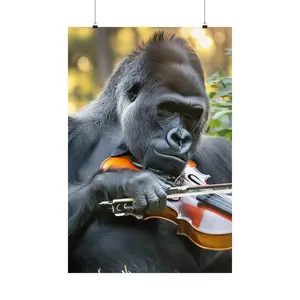 Fiddle Gorilla Matte Vertical Posters