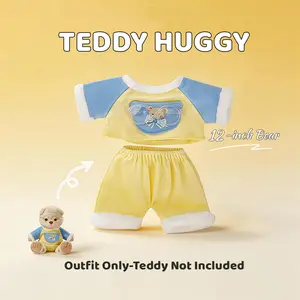 TEDDY HUGGY Cute Teddy Bear Series - Glasses Print Little Bear Three-Piece Set Paired with a Cute Teddy Bear - 12 Inches Tall - Soft Plush Toy with Movable Joints - The Perfect Gift for Any Age.