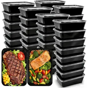 50-Pack Meal Prep Containers, 26 OZ Microwavable   Containers with  for  Prepping, Disposable Lunch Boxes, Plastic  Boxes- Stackable, Freezer Dishwasher